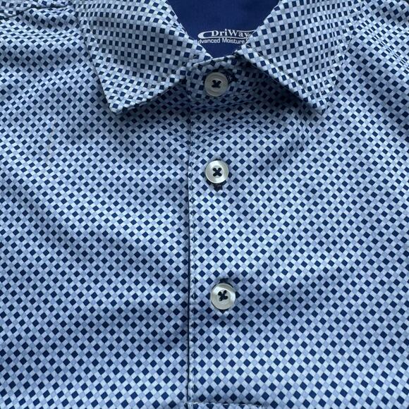 Byron Nelson Golf Polo S | DriWay Moisture-Wick | Blue Print Shirt - Picture 10 of 12